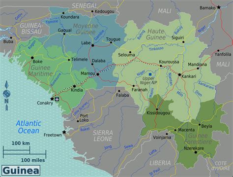 Map of Guinea (Regions) : Worldofmaps.net - online Maps and Travel Information