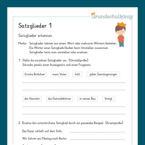 Königspaket: Satzglieder erkennen (Deutsch, 4. Klasse) - inklusive Test!