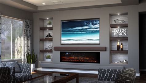 DAGR Design Media Wall _ Calm -TV above Linear Fireplace - Traditional - Living Room - Phoenix ...