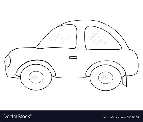 A children coloring bookpage cartoon car image Vector Image