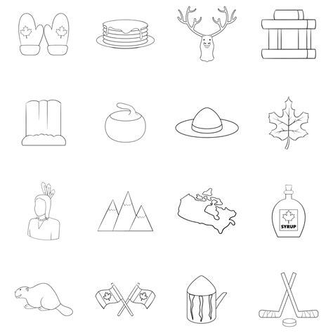 Canada icon set outline 8978725 Vector Art at Vecteezy