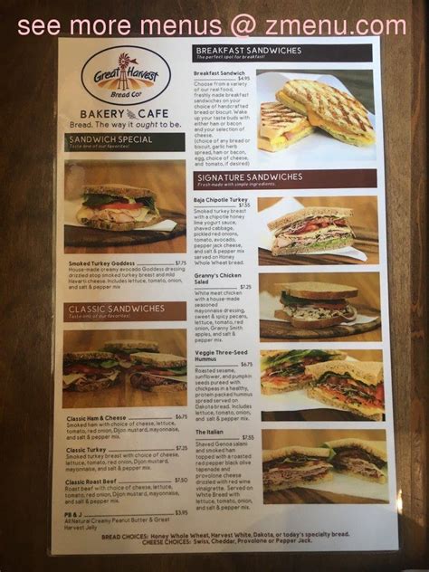 Menu at Great Harvest Bread Co. Lake Charles cafe, Lake Charles