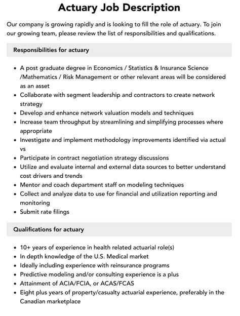 Actuary Job Description | Velvet Jobs