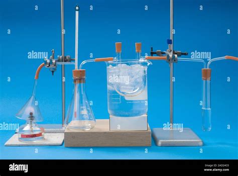 Complete combustion experiment. Apparatus used to demonstrate how water and carbon dioxide are ...