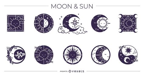 Moon And Sun Silhouette Design Pack Vector Download