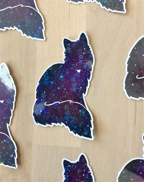 Holographic Galaxy Cat Sticker Cat Decal Cute Cat Sticker - Etsy