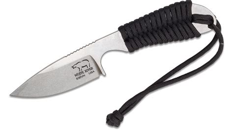 White River Knives M1 Backpacker Fixed 3.25" S35VN Stonewashed Blade, Black Paracord Handle ...