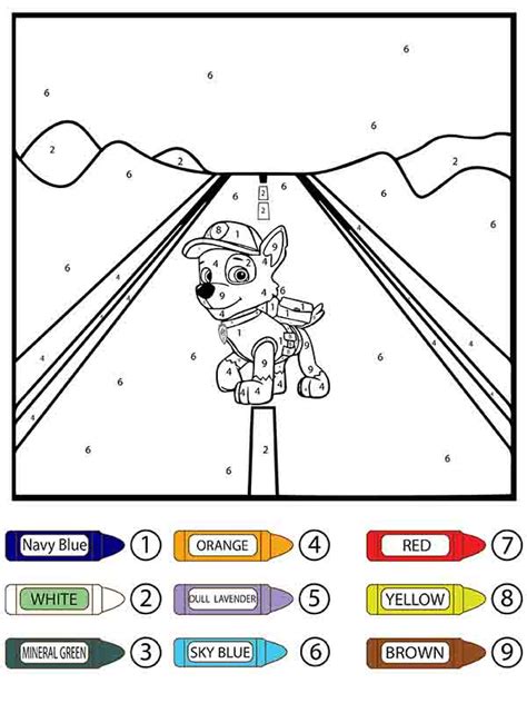 Paw Patrol Rubble and Patrol Car Color by Number Coloring Page - Free Printable Coloring Pages ...