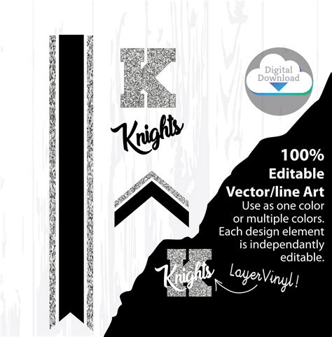 Cheer Bow Template - KNIGHTS - Stripes & Arrow Tails svg for Vinyl Heat ...