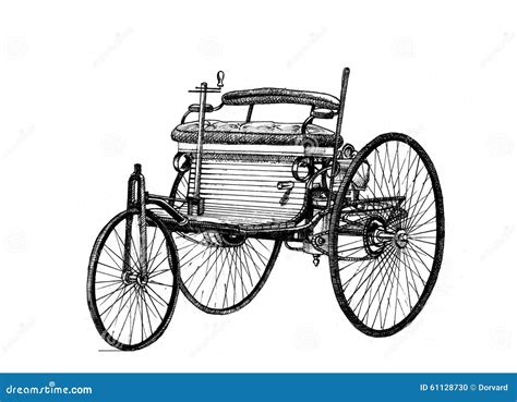 Benz Car, hand drawn stock illustration. Illustration of motorwagen - 61128730