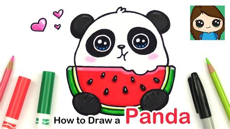 How to Draw a Panda Eating Watermelon Easy | Summer Art Series #6 - YouTube