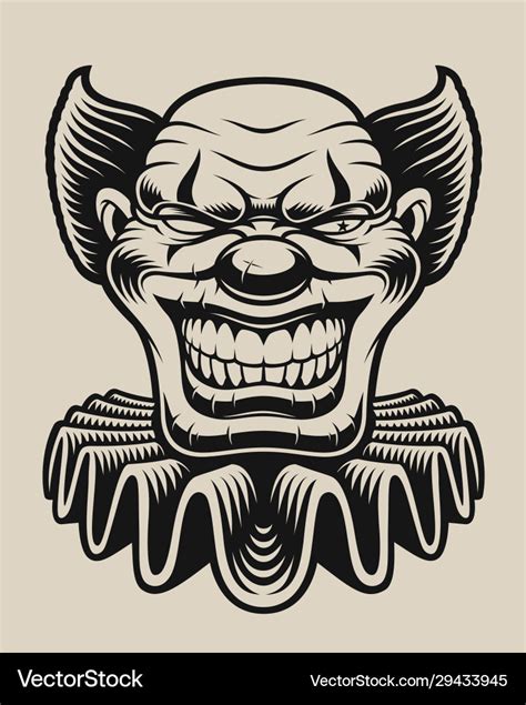 A scary clown in tattoo style Royalty Free Vector Image