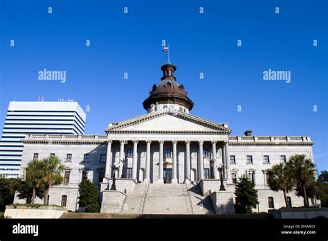 Capital building in Columbia, South Carolina with modern city building ...