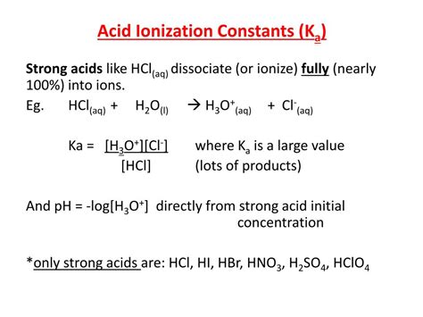 PPT - Acid Ionization Constants ( K a ) PowerPoint Presentation, free ...