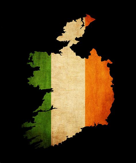 Ireland Grunge Map Outline With Flag Photograph by Matthew Gibson