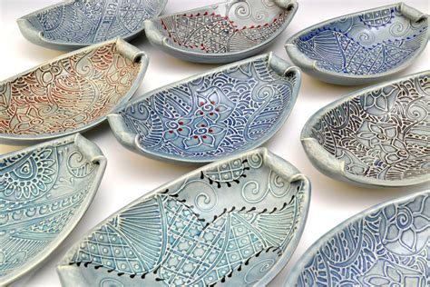 Handmade Ceramic bowls Unique Indian Paisley texture pattern