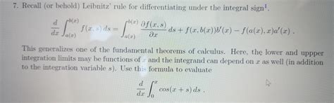 Solved 7. Recall (or behold) Leibnitz rule for | Chegg.com