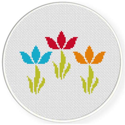 Charts Club Members Only: Simple Flower Swirls Cross Stitch Pattern – Daily Cross Stitch