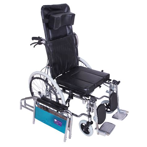 High Back Fully Reclining Steel Handicapped High Backrest Commode Reclining Wheelchair with ...