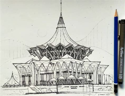 Dewan Undangan Negeri , Sarawak | Architecture drawing, Architecture ...