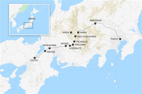 Map Of Nakasendo Trail - Lanna Mirilla