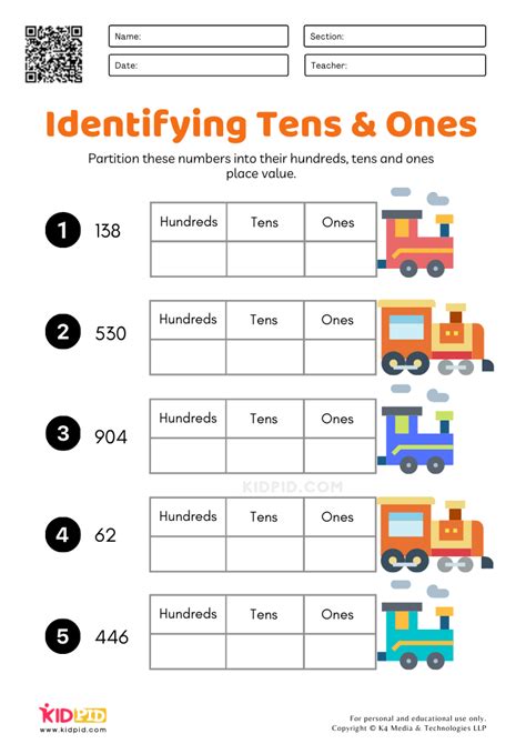 Identifying Tens & Ones Worksheets for Kids (Grade 2) - Kidpid