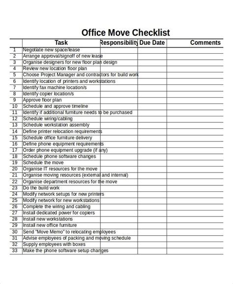 Office Relocation Project Plan Template Beautiful Checklist Template 19 Free Word Excel Pdf ...