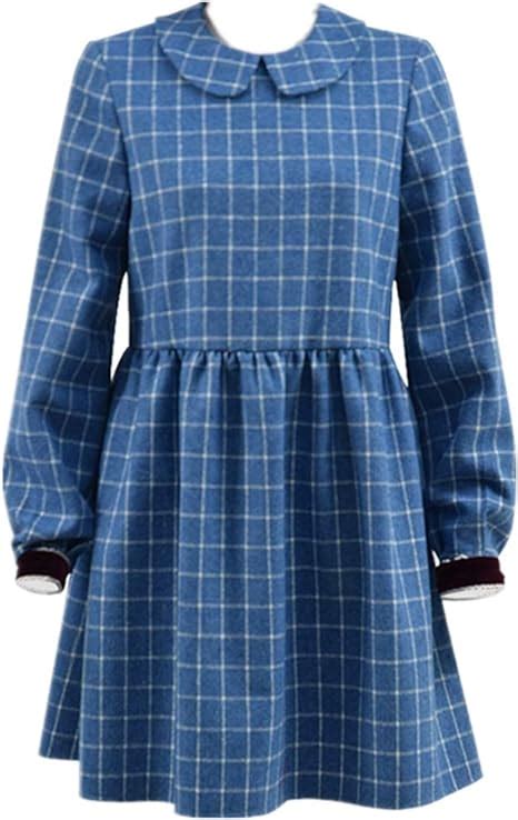 Amazon.com: Orphan Esther Cosplay Costume Women Girl Blue Grid Dress ...