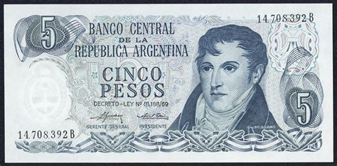 Argentina 5 Pesos banknote 1976 General Manuel Belgrano|World Banknotes & Coins Pictures | Old ...