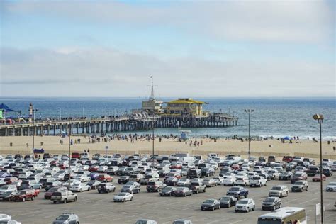 The Pier and Car Parking of Santa Monica Beach Editorial Photo - Image of travel, park: 100703011