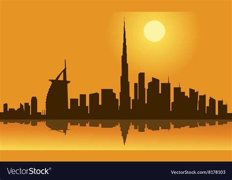 Dubai city skyline silhouette Royalty Free Vector Image