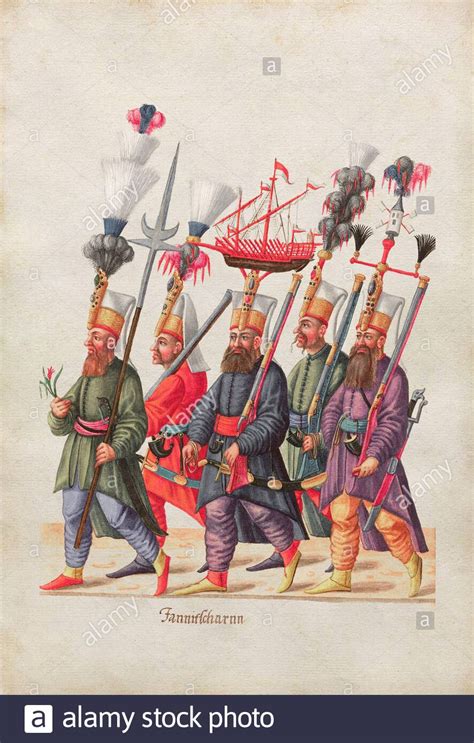 The history of Ottoman Empire. Janissary soldiers. From "Pictures from ...