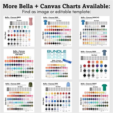 Bella Canvas 3413 Color Chart and Size Chart BC3413 Triblend - Etsy