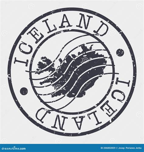 Iceland Europe Stamp Postal. Map Silhouette Seal. Passport Round Design ...