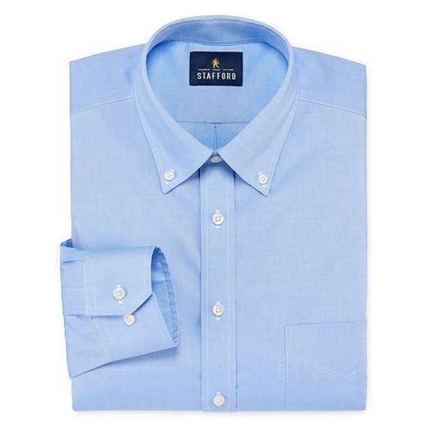 Stafford Executive Non-Iron Cotton Pinpoint Oxford Mens Button Down Collar Long Sleeve Stretch D ...