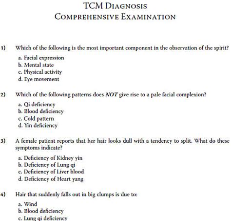 Traditional Chinese Medicine Diagnosis Study Guide