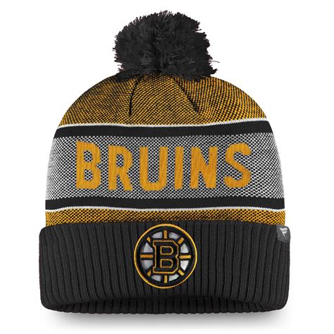 Men's Boston Bruins Fanatics Branded Black Team Pride Cuffed Knit Hat with Pom