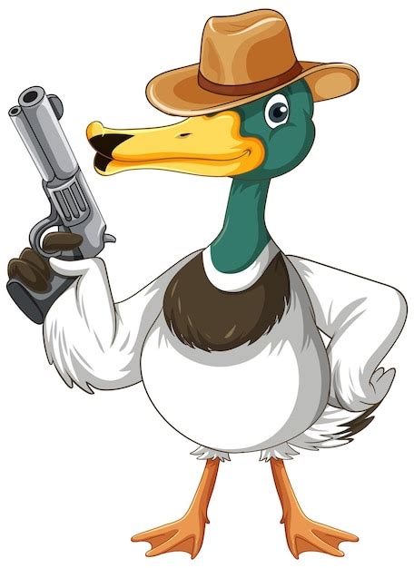 Free Vector | Cartoon west duck holding gun