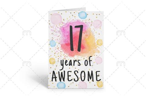 PRINTABLE 17th Birthday Card Birthday Card Printable Instant Download ...