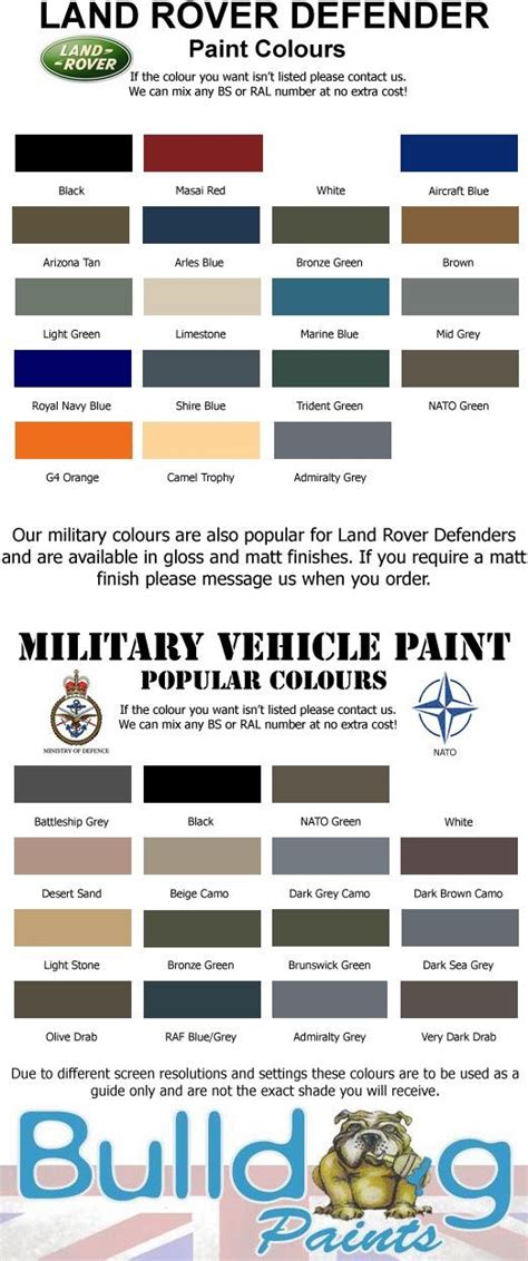 land rover defender paint colours chart - Google Search | Land rover, Land rover series, Land ...