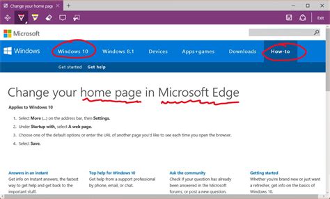 RAY'S BLOGGING AGAIN: Windows 10: Edge Browser: Home page: Changing...