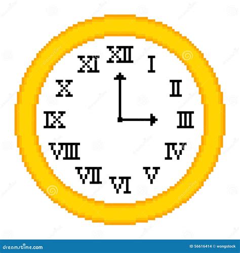 8-bit Pixel-art Roman Numeral Clock Stock Vector - Illustration of overtime, midnight: 56616414