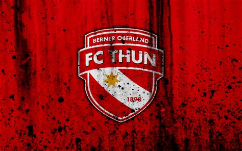 Download wallpapers FC Thun, 4K, logo, stone texture, grunge, Switzerland Super League, football ...