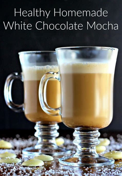 This healthy white chocolate mocha recipe is made with organic cocoa butter, vanilla, cream ...