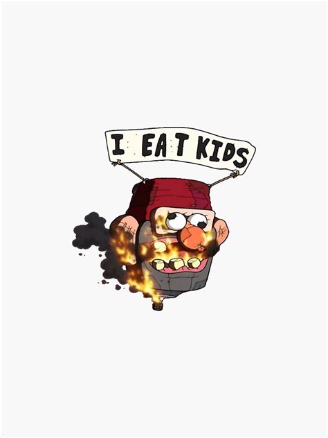 "I eat kids gravity falls" Sticker for Sale by Joe Holt | Redbubble