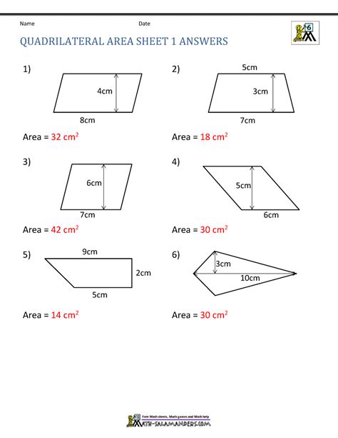 Quadrilateral Worksheets Grade 7