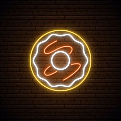 Premium Vector | Neon Donut sign.