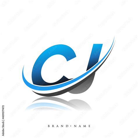 CJ initial logo company name colored blue and black swoosh design ...