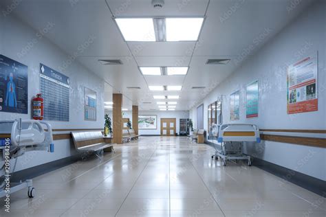 Hallway the emergency room and outpatient hospital. 3d illustration ...