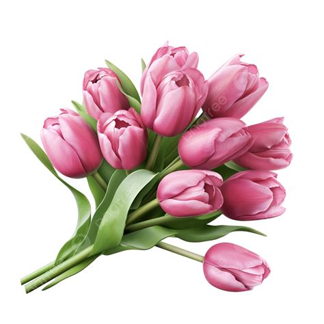 Fresh Bouquet Of Natural Pink Tulip Flowers Ai Generated, Flowers, Tulip, Nature PNG Transparent ...